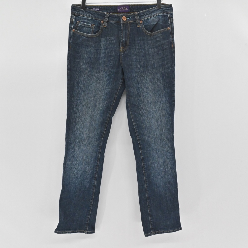 Vtg Y2k VGS‎ Womens Jeans Size 8 Dark Wash Mid Rise Slim Straight Leg Stretch